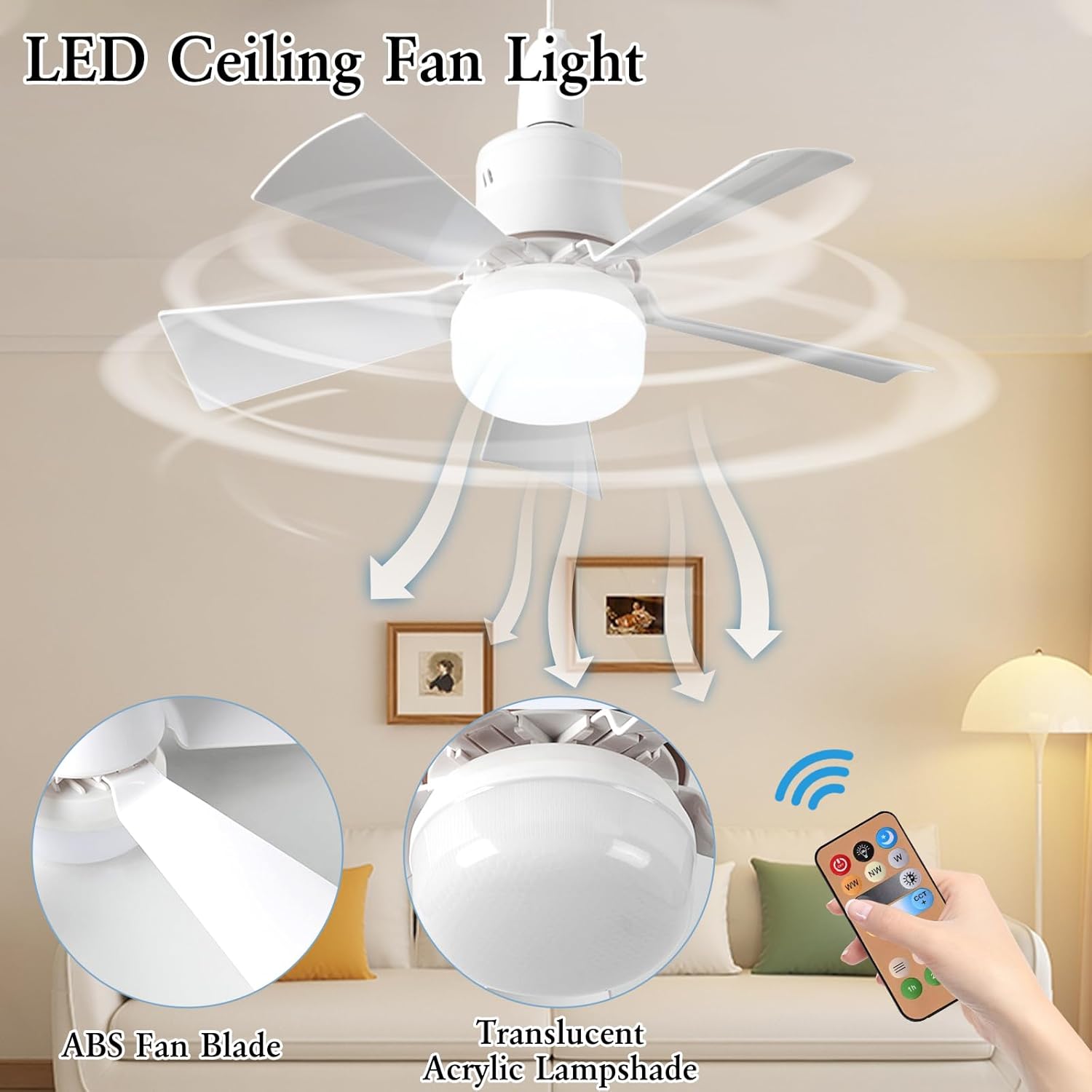 Smart Ceiling Fan - Ventilador de techo LED con luz,