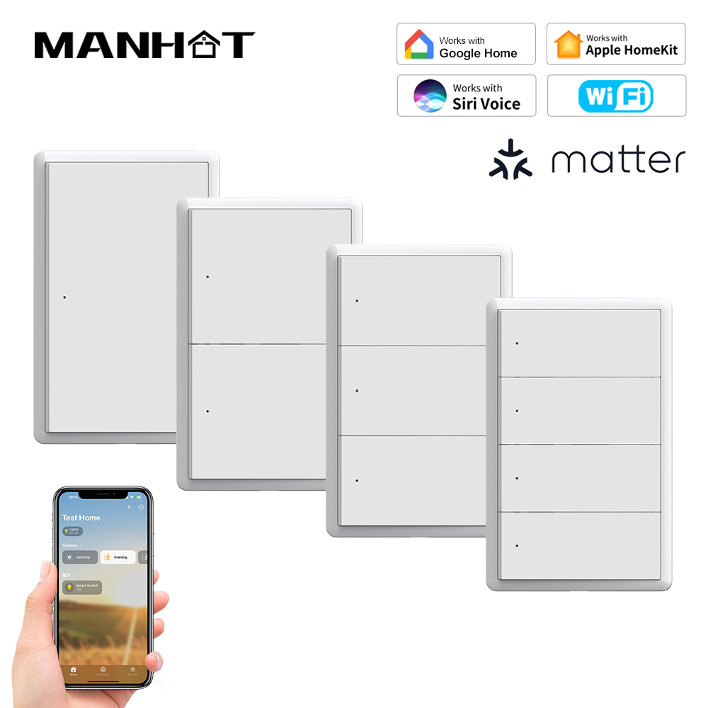 Smart Light Switch - Interruptor Inteligente WiFi MANHOT Homekit, Sin