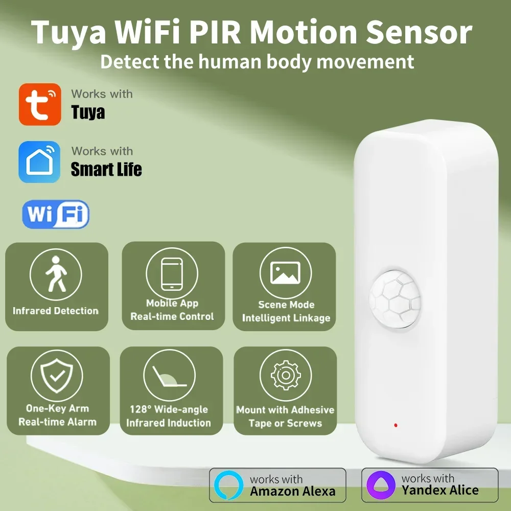 Smart Home Solution - Tuya-Sensor de movimiento WiFI PIR, cuerpo