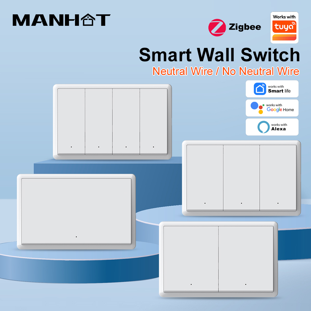 Smart Light Switch - Interruptor Inteligente ZigBee3.0 MANHOT, Sin Cable